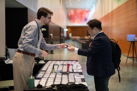 Person at the registration desk