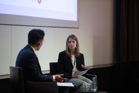 Panel discussion: moderator asking question