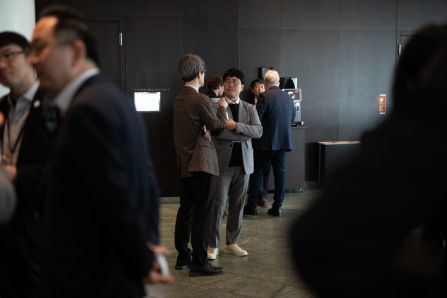 A crowd of people networking