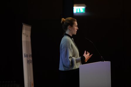 speaker presenting on state